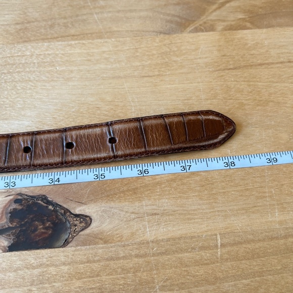 LEATHER BELT WOMENS BROWN CROC EMBOSSED WESTERN BOHO VTG INSPIRED INTRICATE - Picture 11 of 11
